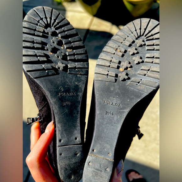 Prada Black Wedge Suede Ankle Booties - Picture 14 of 14